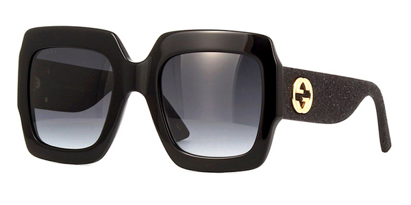 GUCCI Large Black Glitter Square Gucci Sunglasses GG0102S 001
