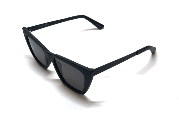Black Quay Australia dont @ me sunglasses with gray smoke lenses, designed by Desi Perkins.