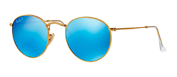RAY BAN RB 3447 N GOLD WITH BLUE FLASH MIRROR LENS -  - Sunglasses - Sunglass Trend - 1