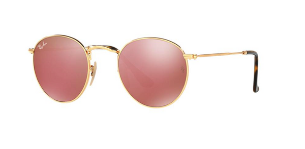 RAY-BAN Round - Gold with Pink Mirror Lenses