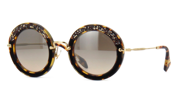 MIU MIU Limited Edition MU 08RS Light Havana with Hand Set Crystals -  - Sunglasses - Sunglass Trend - 1