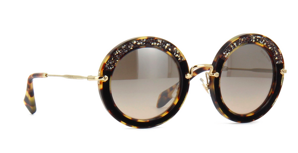 MIU MIU Limited Edition MU 08RS Light Havana with Hand Set Crystals -  - Sunglasses - Sunglass Trend - 3